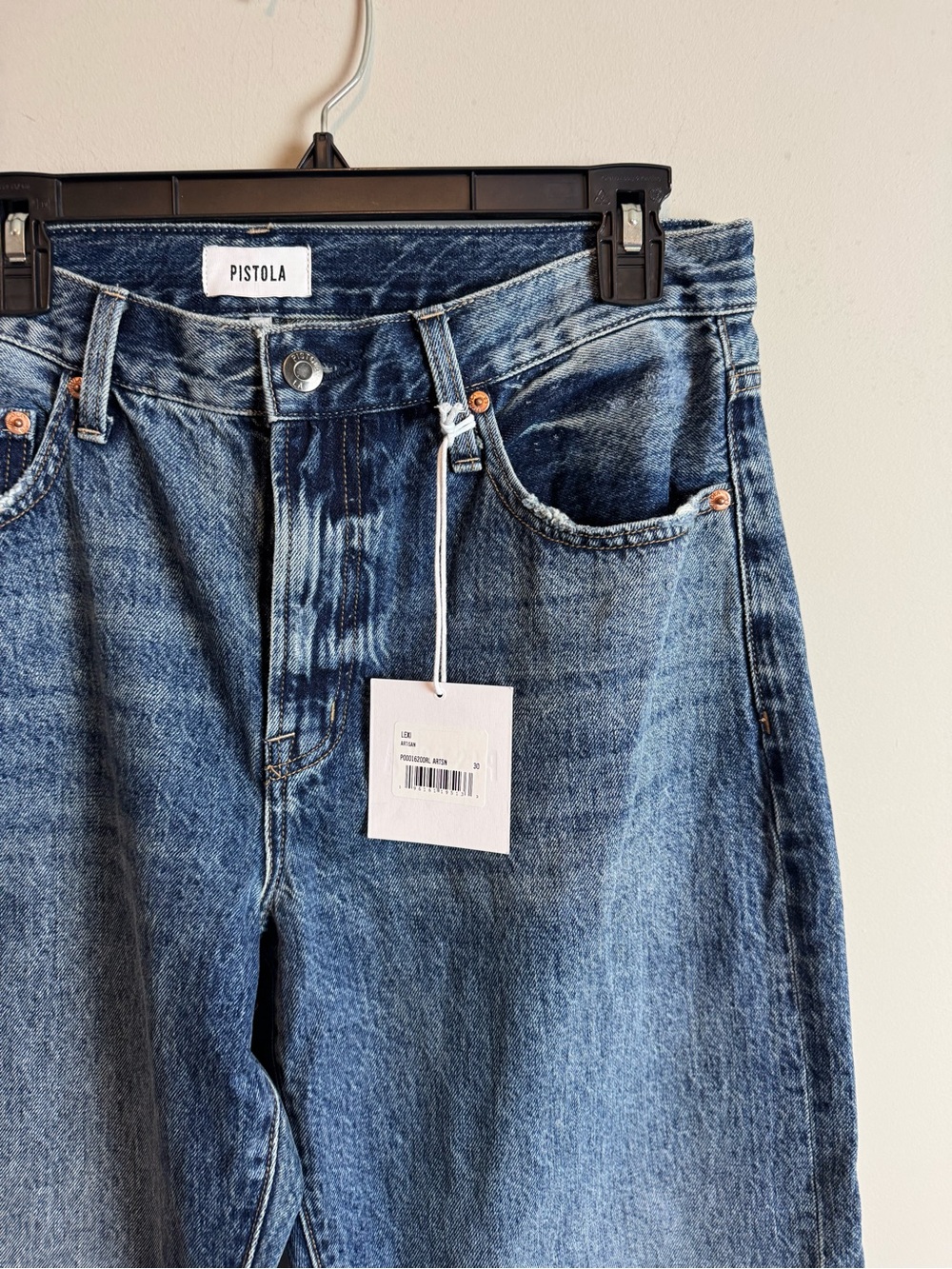 NWT Pistola Lexi Mid Rise Bowed Straight In Artisan Jeans 30 - Picture 7 of 11